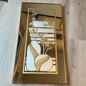 Vintage 1980 Windsor Art Cherry Blossom Wall Mirror Gold Metal Framed Art.